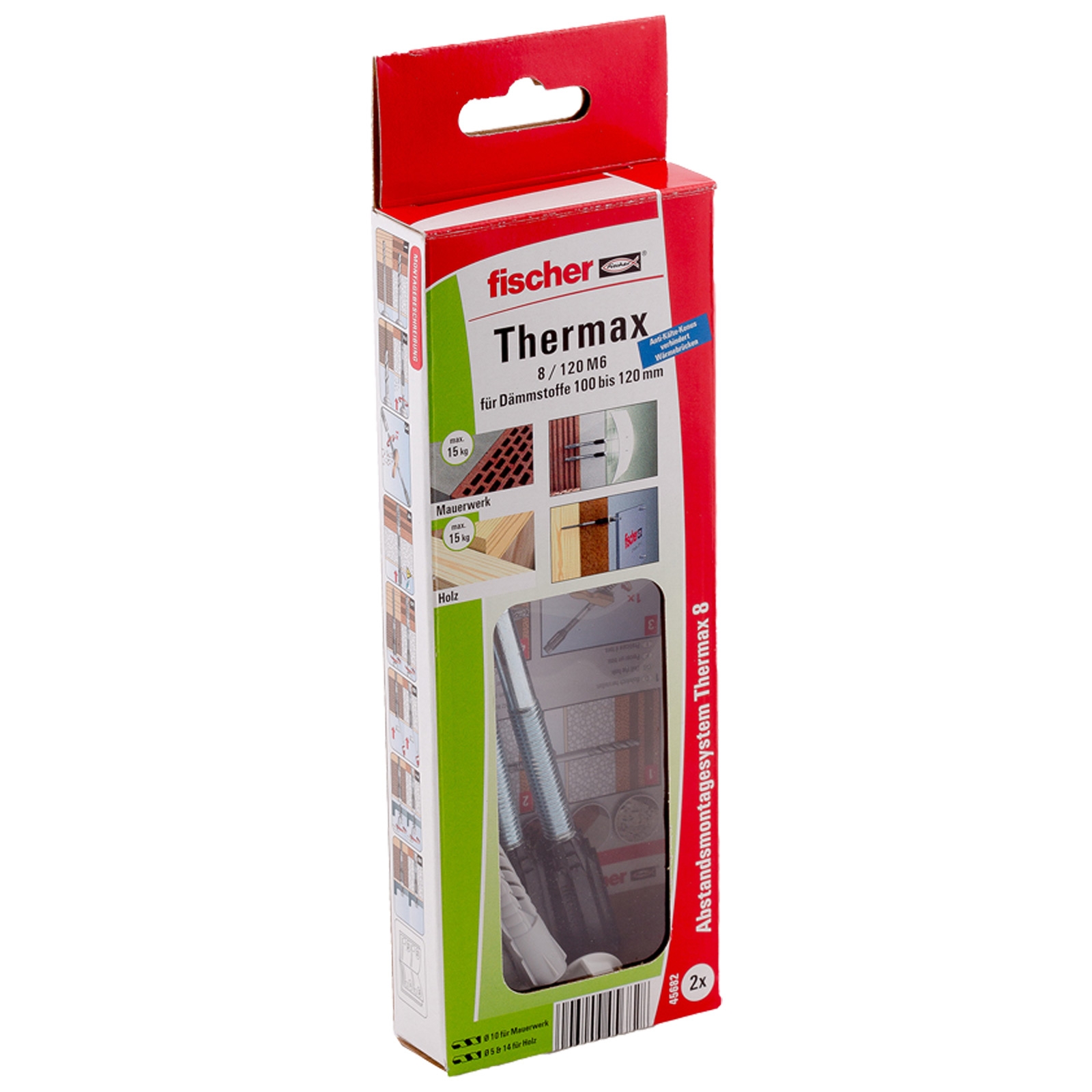 Fischer 2x système de montage par entretoise Thermax 8/120 M6 B - 45682