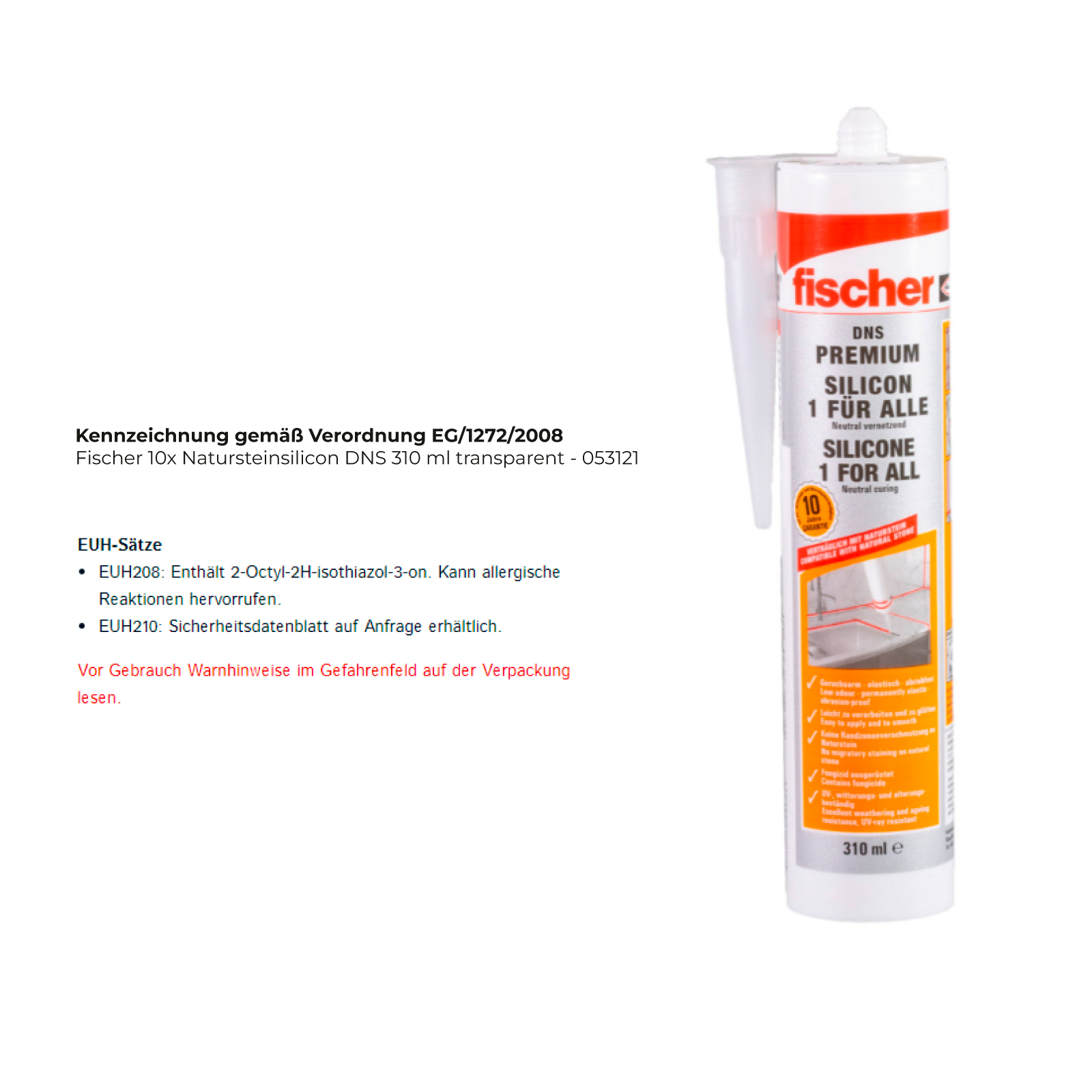 fischer Natural Stone Silicone DNS 310ml transparent