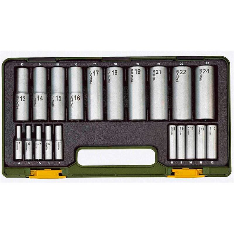Jeu de douilles profondes Proxxon 20 pièces 1/4" + 1/2"