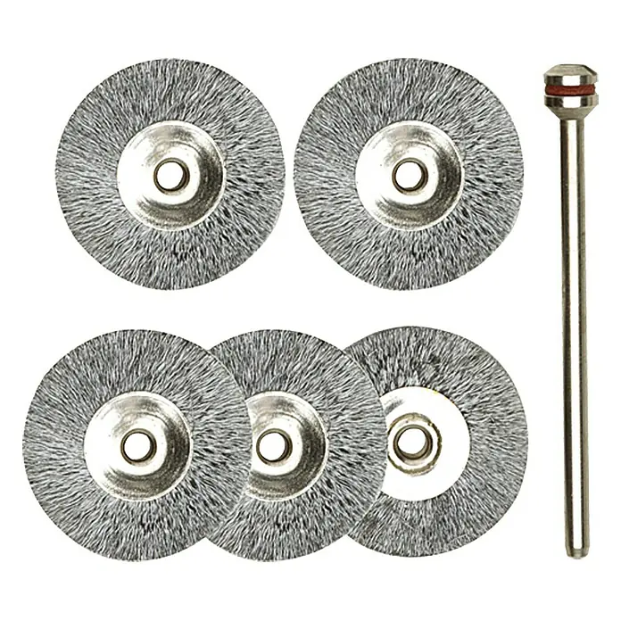 PROXXON Brosses circulaires, acier, 22 mm, 5 pièces + 1 support — lot de 5 pièces