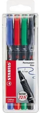 Marqueurs pour transparents OHPen 842/4 F 0,7mm triés 4 pièces/boîte — lot de 4 pièces