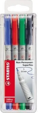 Marqueurs pour transparents OHPen 851/4 S 0,4mm triés 4 pièces/boîte — lot de 4 pièces