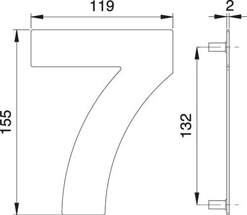 Edi Chiffre 7 en acier inoxydable, mat, 155 x 119 mm