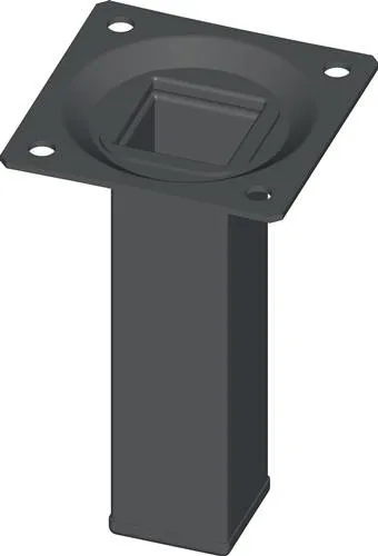 Alfer Element System Pied de meuble noir RAL 9005 25x25mm H.800mm avec plaque — lot de 4 pièces