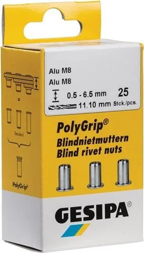 GESIPA Rivet écrou PolyGrip® d x l tige 9 x 18 mm M6 - 1464842