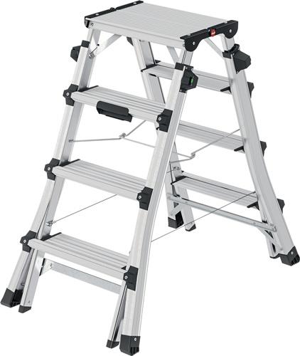 Échelle de travail télescopique D100TL Alu. marches 2x4-2x6 Hauteur totale 981-1430 mm HAILO