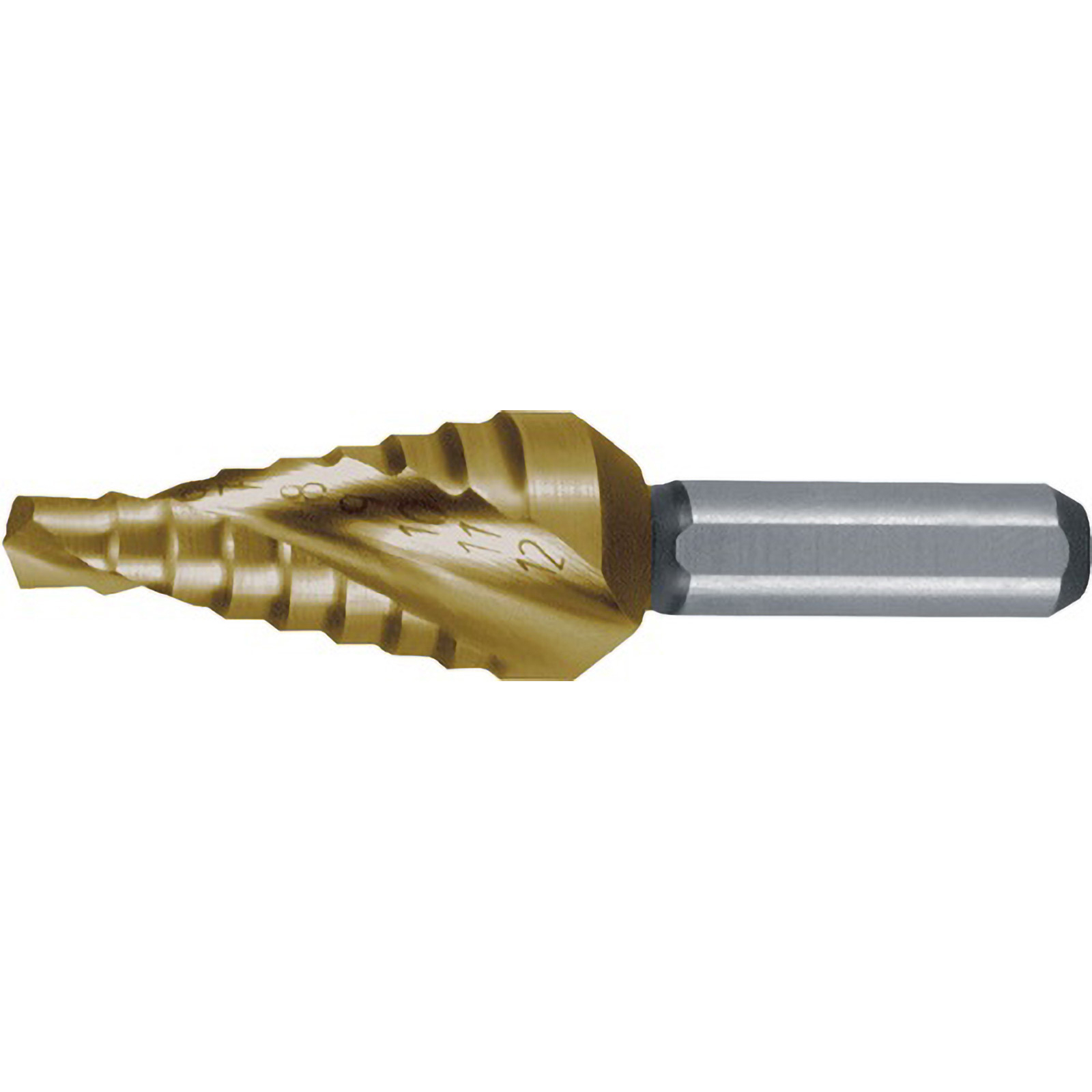 RUKO Foret étagé HSS-TiN cannelé hélicoïdal avec affûtage en croix court Ø 4 - 12 mm - 101061T
