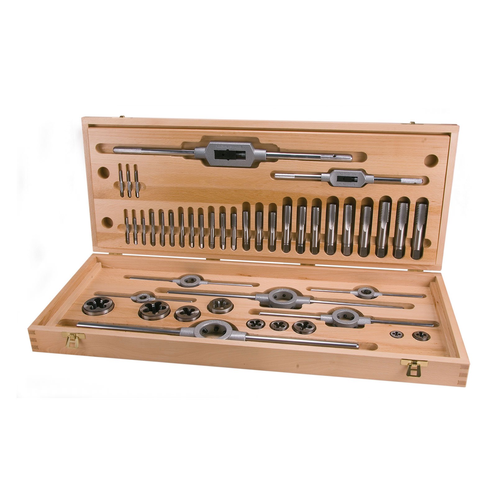 RUKO Jeu d'outils de filetage 44 pièces HSS UNC en coffret bois - 245072
