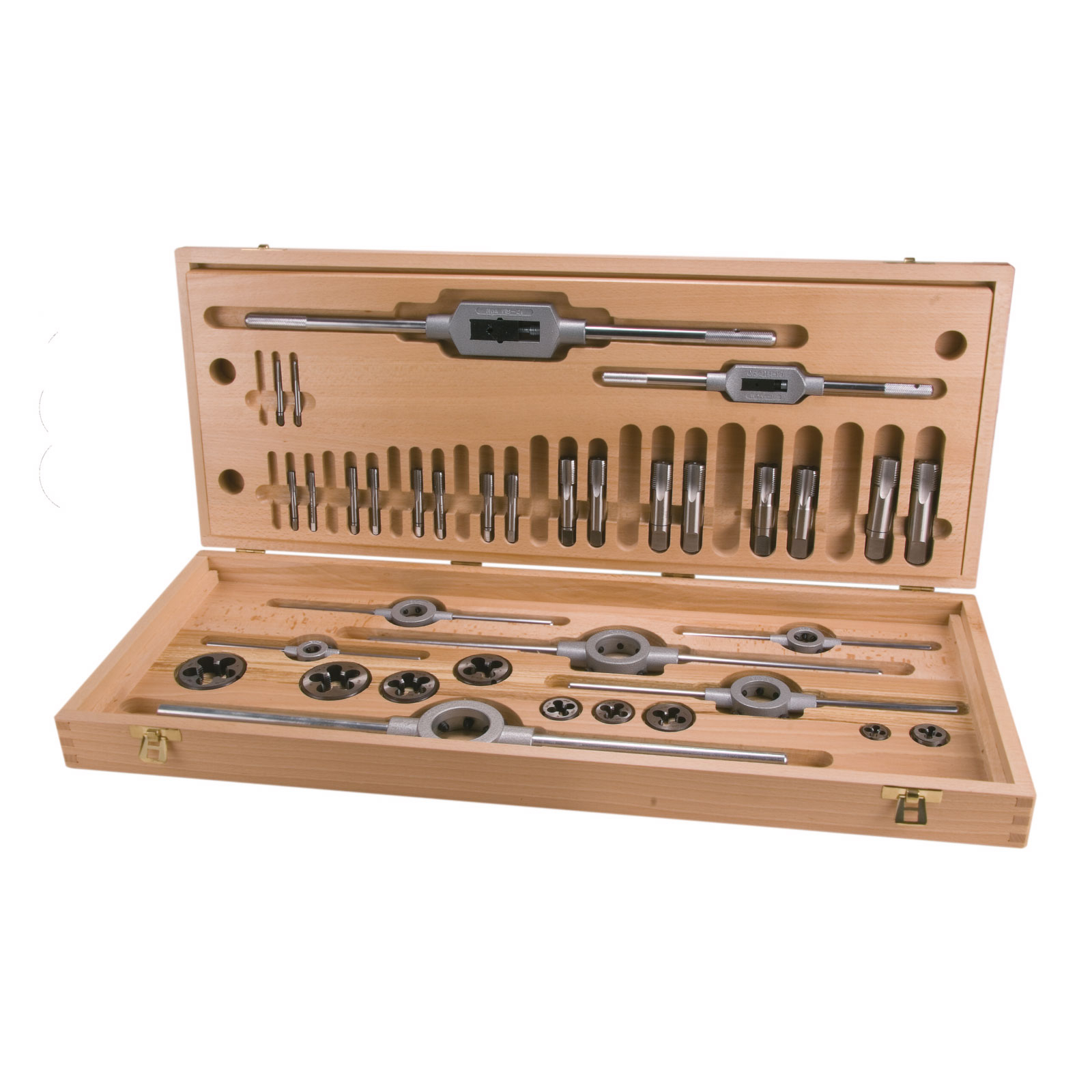 RUKO Jeu d'outils de filetage HSS en coffret bois pratique - 35 pièces - 245073
