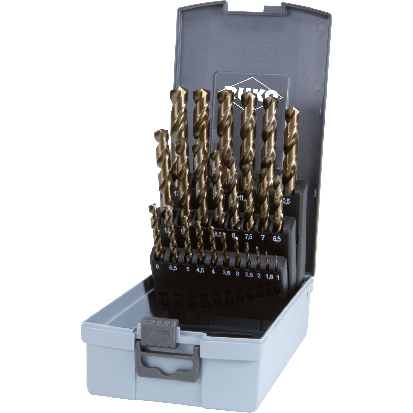 Jeu de forets hélicoïdaux RUKO DIN 338 type VA HSS-Co 5 - 25 pièces