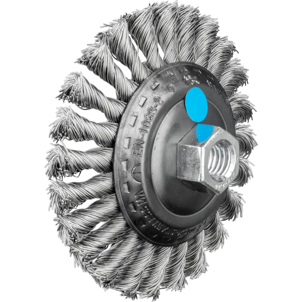 Brosse conique tressée KBG M14 en fil d'acier inoxydable pour meuleuse d'angle PFERD TOOLS