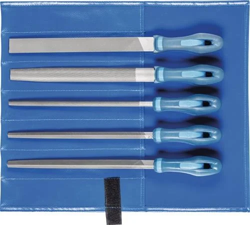 Jeu de limes d'atelier PFERD TOOLS WR 5 pièces en pochette enroulable - Dents 2 universelles pour ébauche et finition