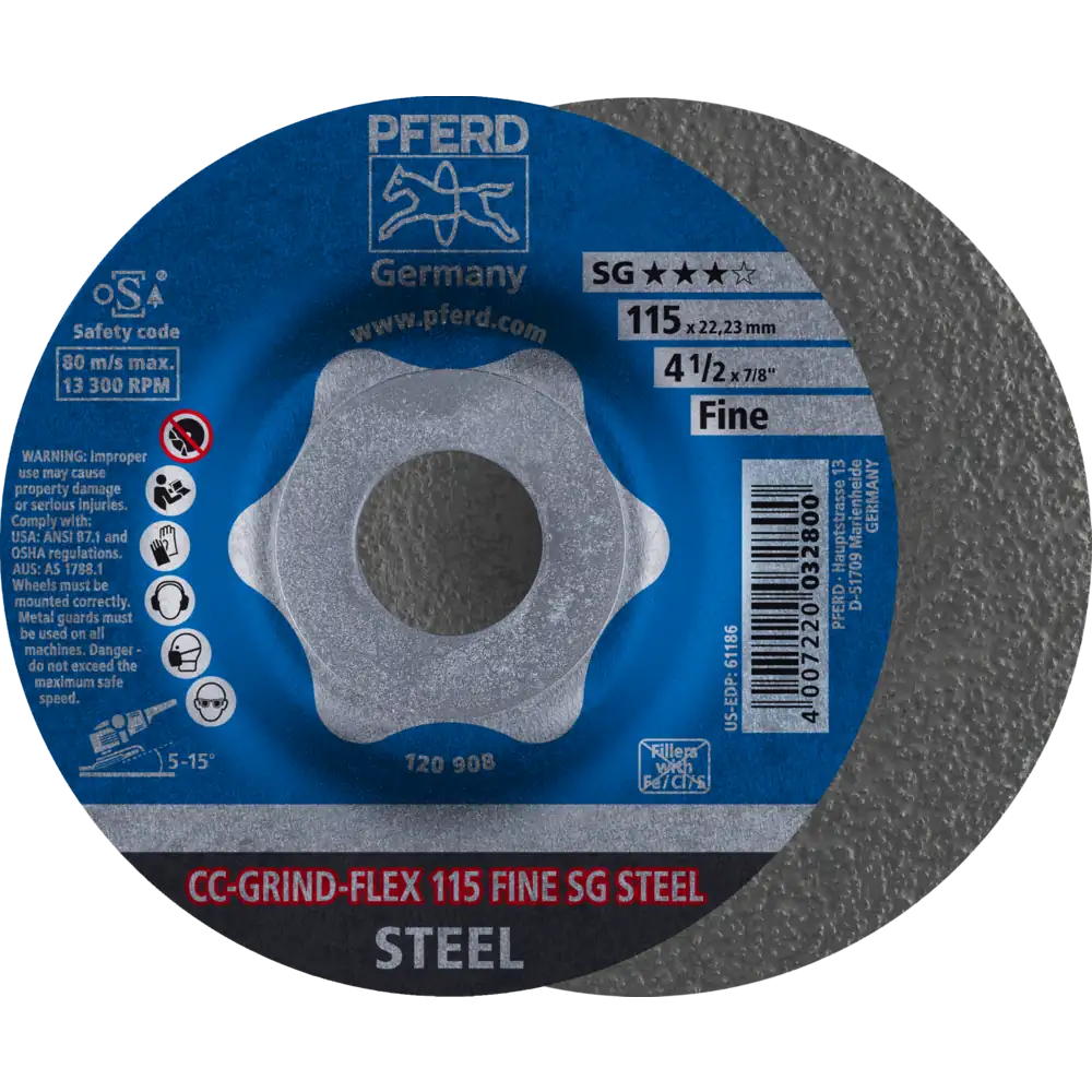 PFERD TOOLS Meule CC-GRIND-FLEX Performance Line SG STEEL pour acier