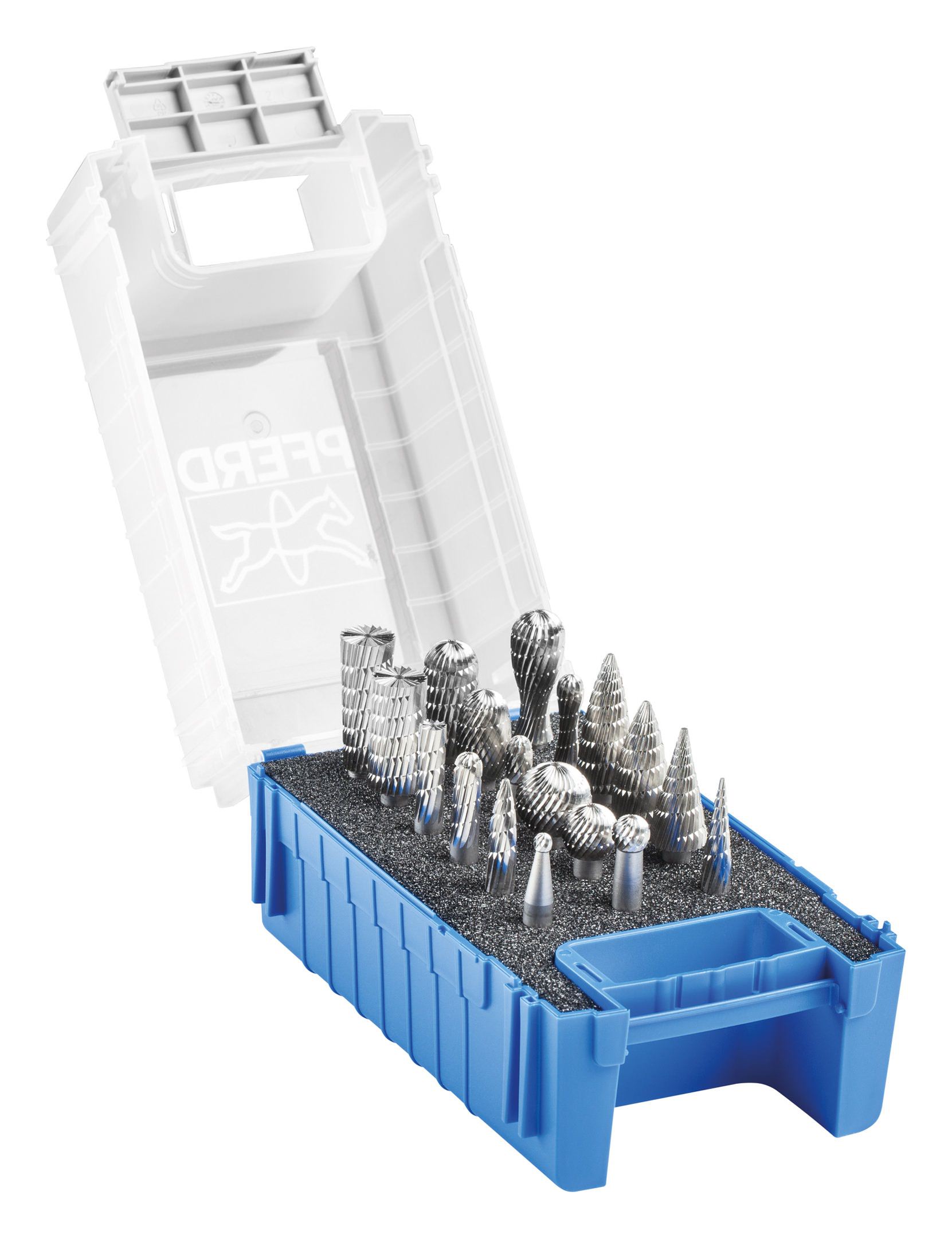 Set de fraises PFERD TOOLS HSS 83 18 pièces, denture 3, Ø de queue 6 mm universel moyen-fin