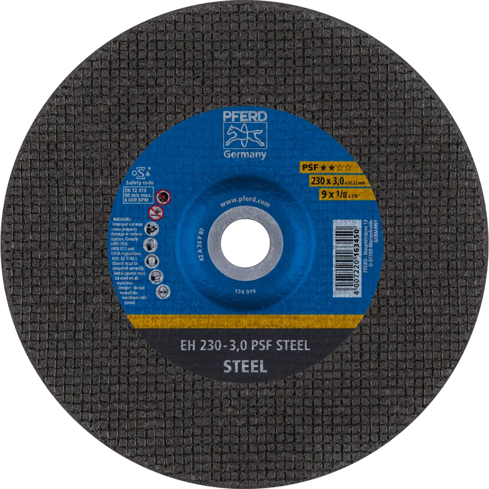 PFERD TOOLS Disque de tronçonnage EH coudé Ligne universelle PSF STEEL pour acier