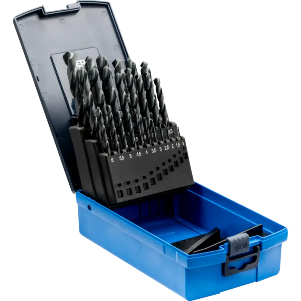 Jeu de forets hélicoïdaux PFERD TOOLS 25 pièces STEEL HSSG N DIN 338 — lot de 25 pièces