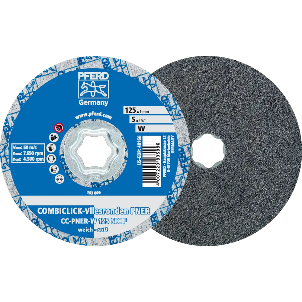 Disque abrasif en non-tissé COMBICLICK CC PNER Ø 125 mm souple SiC fin de PFERD TOOLS