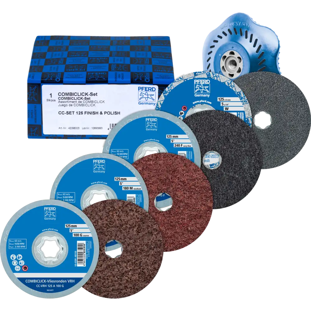 Set de disques en non-tissé PFERD COMBICLICK 125 mm avec plateau-support CC-H-GT