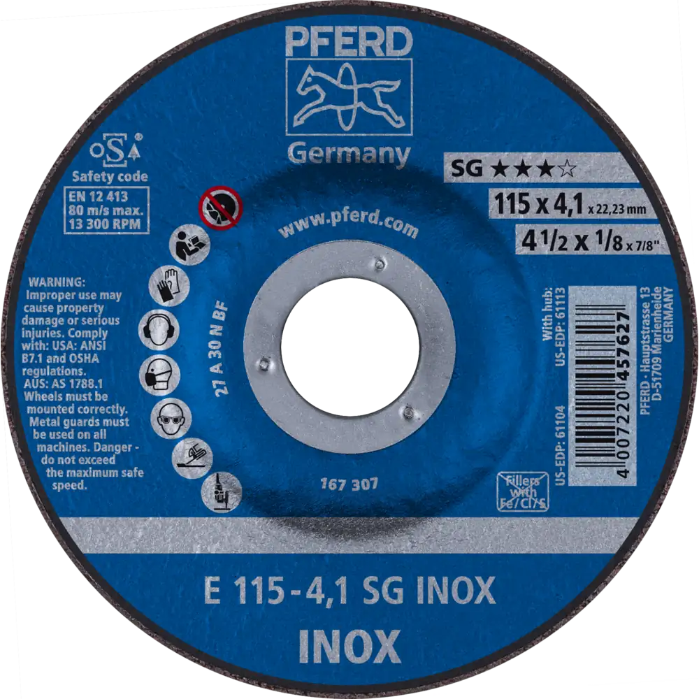 PFERD TOOLS Meule à ébarber E Série Performance SG INOX pour acier inoxydable