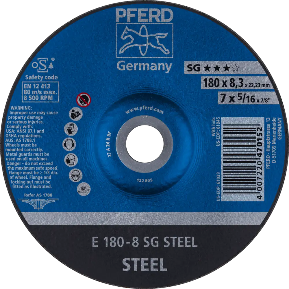 PFERD TOOLS Meule à ébarber E Ligne Performance SG STEEL pour acier