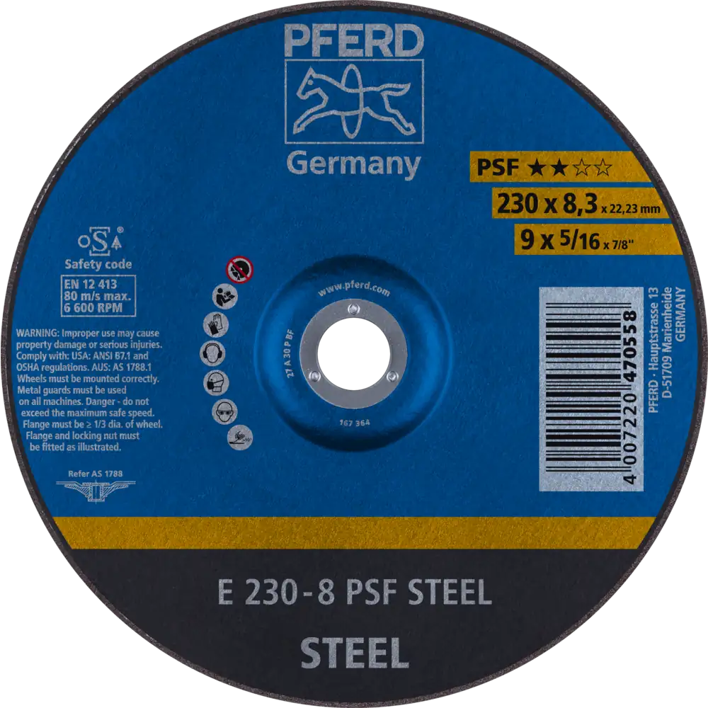 Disque à ébarber E Universallinie PSF STEEL de PFERD TOOLS pour acier