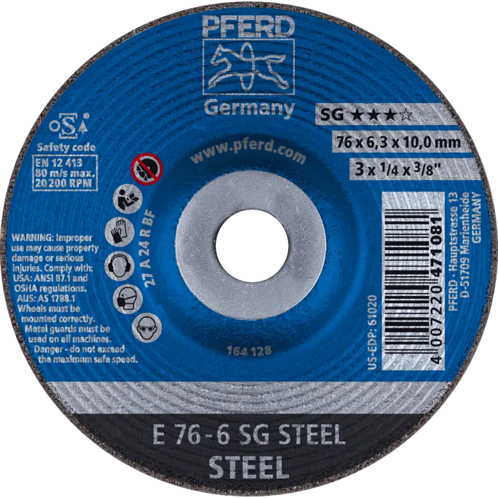 PFERD TOOLS Disque de tronçonnage E Ligne performante SG STEEL pour acier