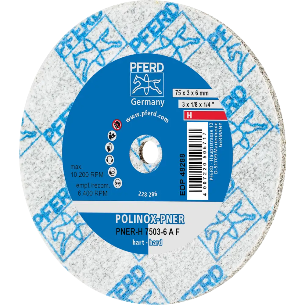 Roue en non-tissé compressé POLINOX PNER pour meuleuse droite, flexible et blocs de ponçage - PFERD TOOLS