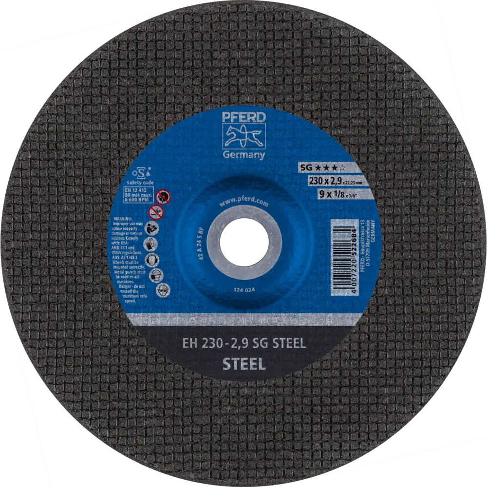 PFERD TOOLS Disque de tronçonnage EH coudé Ligne Performante SG STEEL pour acier