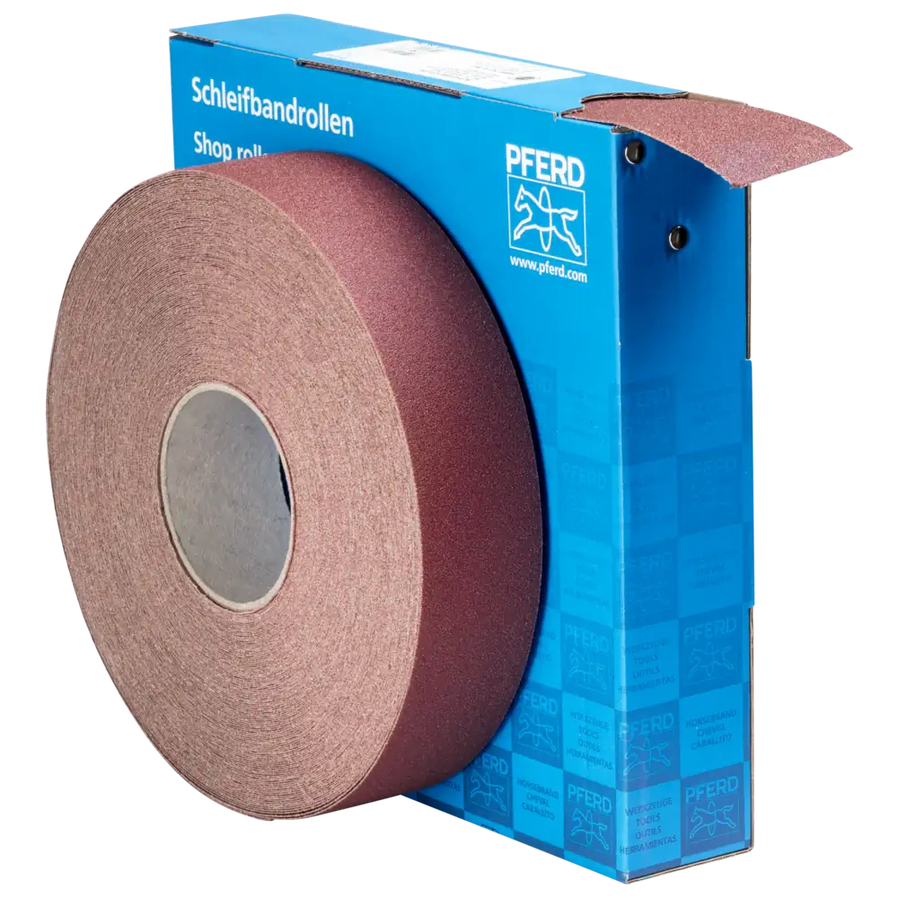 PFERD TOOLS Bande abrasive Korund en rouleau, toile SBR, largeur 50 mm pour utilisation universelle