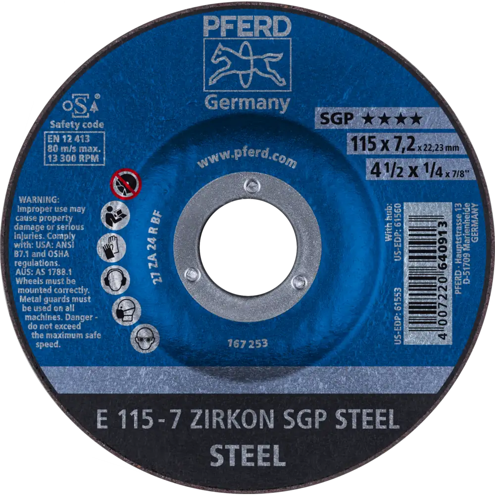 Meule à ébarber E ZIRKON Spécial SGP STEEL pour acier - PFERD TOOLS