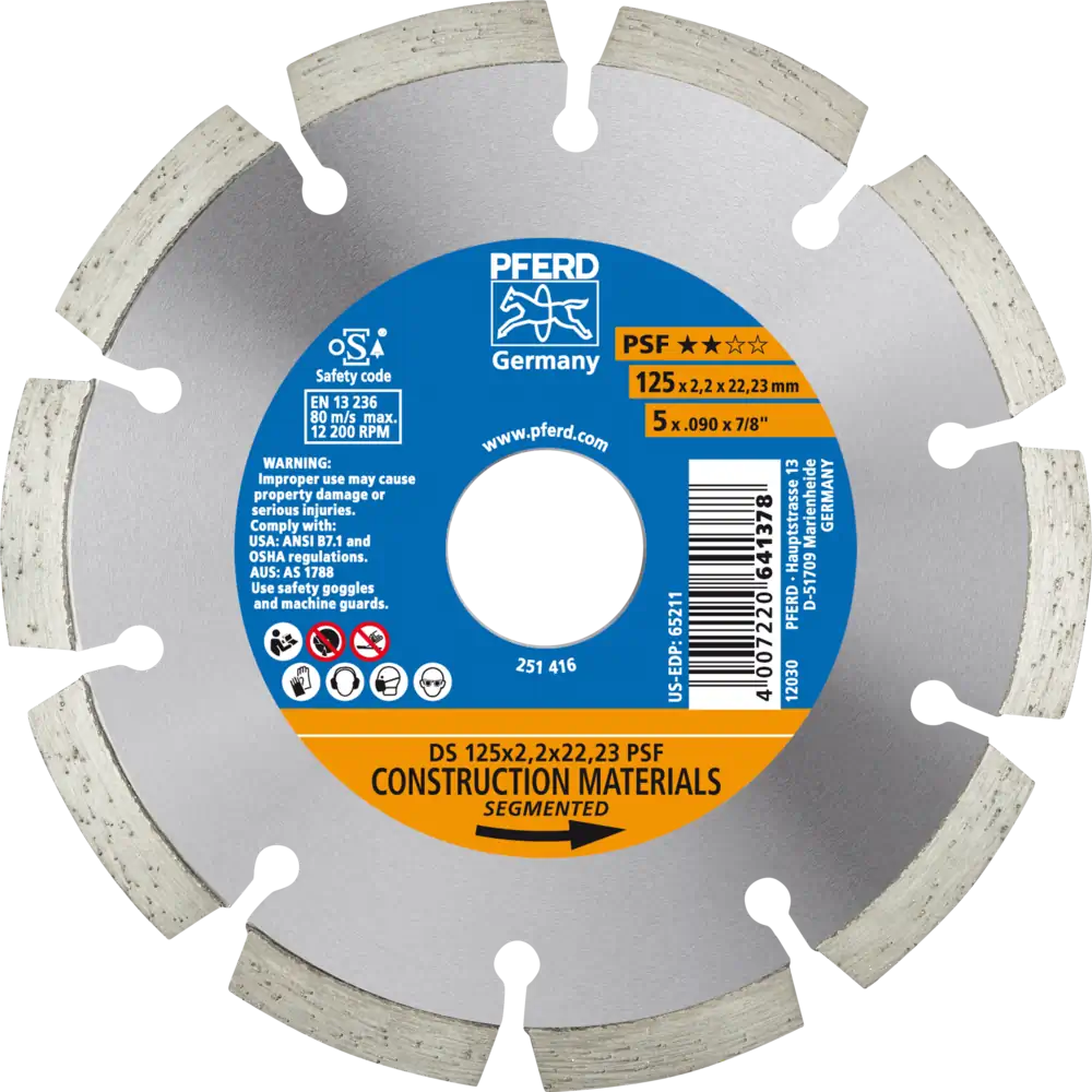 Disque de tronçonnage diamanté PFERD TOOLS DS PSF pour pierre et béton