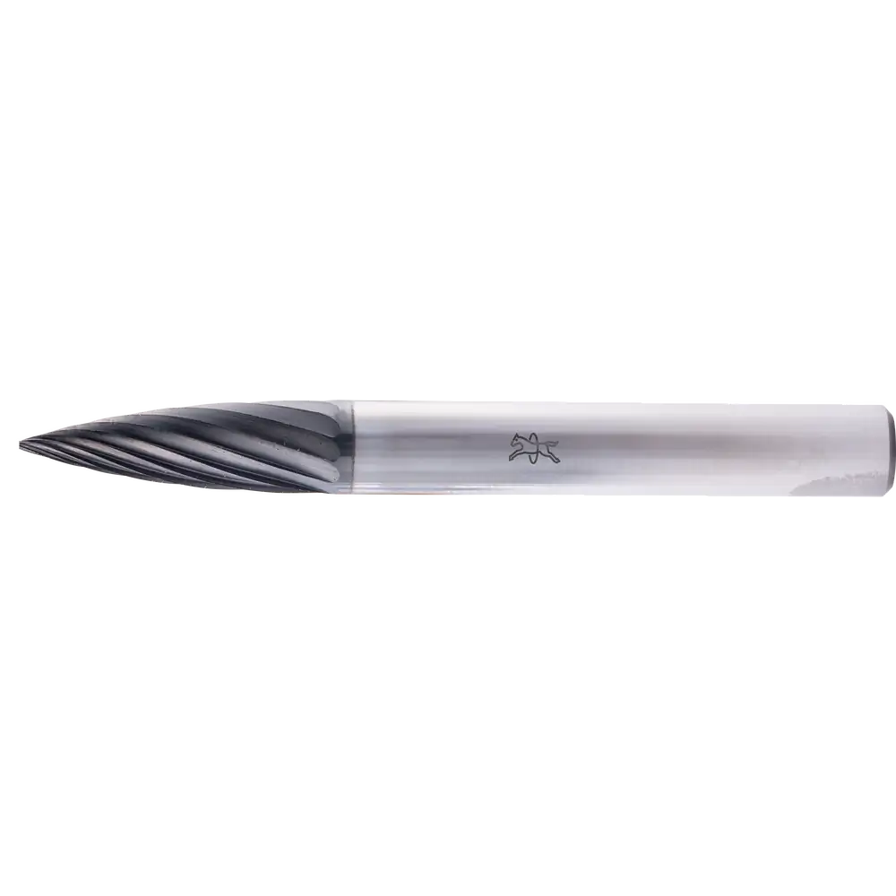 Fraise HM haute performance à ogive SPG Ø 6x18 mm de PFERD TOOLS, queue Ø 6 mm, Z3, revêtement HICOAT universel moyen