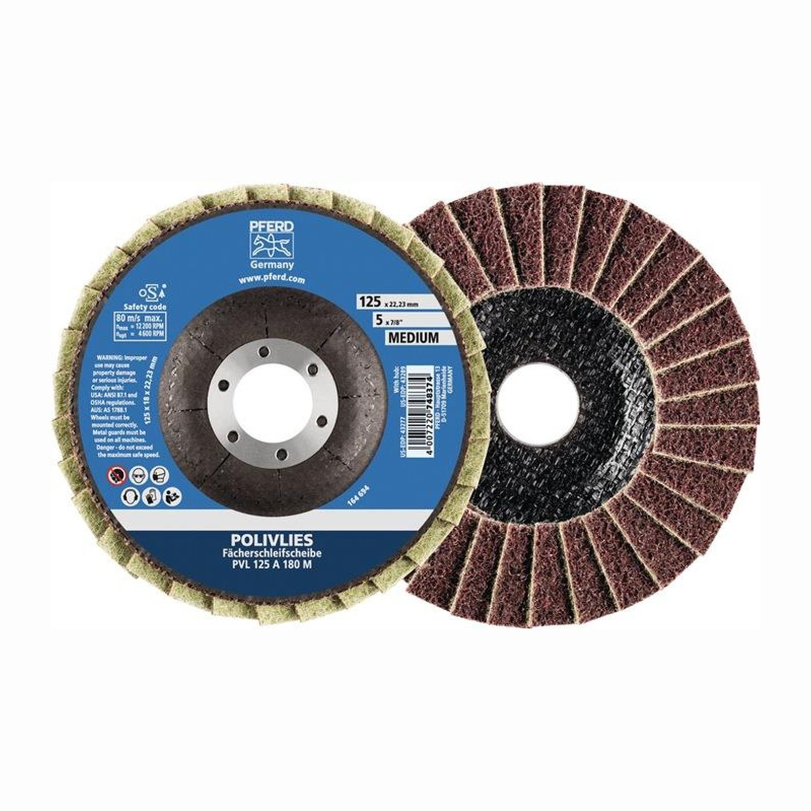 PFERD TOOLS Disque à lamelles POLIVLIES PVL en corindon — lot de 5 pièces