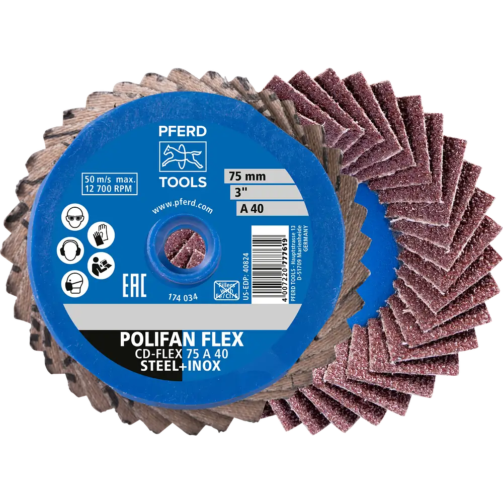 PFERD TOOLS COMBIDISC Disque de ponçage à grain corindon Mini-POLIFAN CDR Ø 75mm A60 pour applications universelles