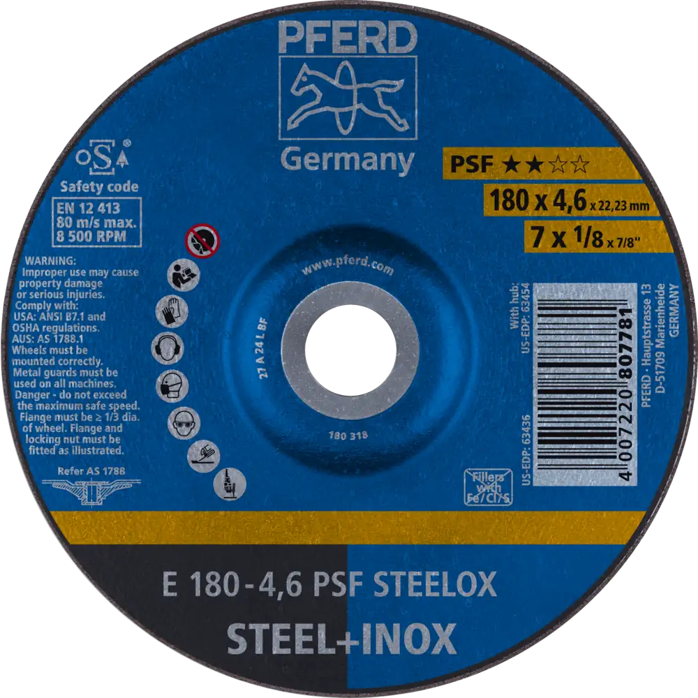 Disque à ébarber E ligne universelle PSF STEELOX pour acier/acier inoxydable de PFERD TOOLS
