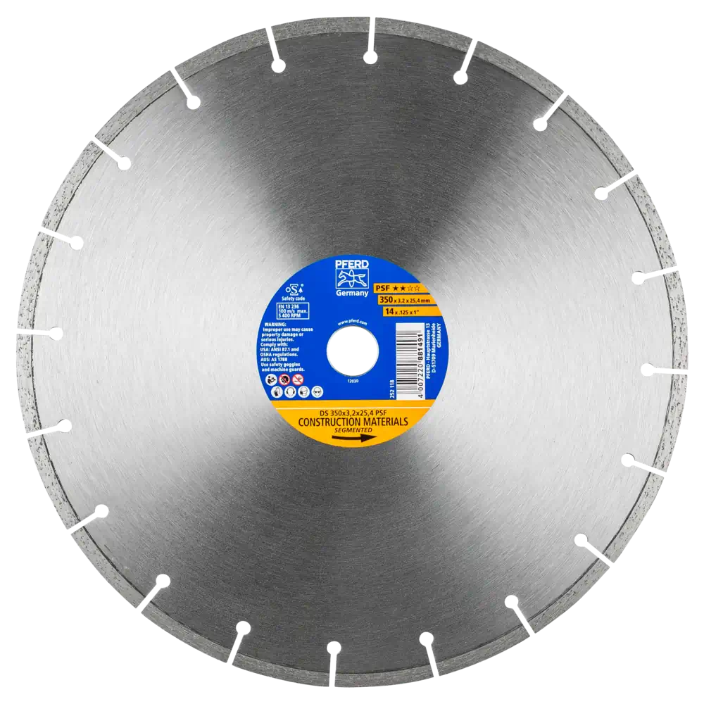 Disque de tronçonnage diamant DS PSF de PFERD TOOLS – Pour pierre et béton