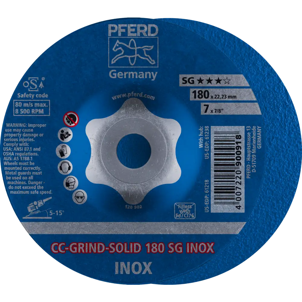 PFERD TOOLS Meule CC-GRIND-SOLID Ligne de performance SG INOX pour acier inoxydable