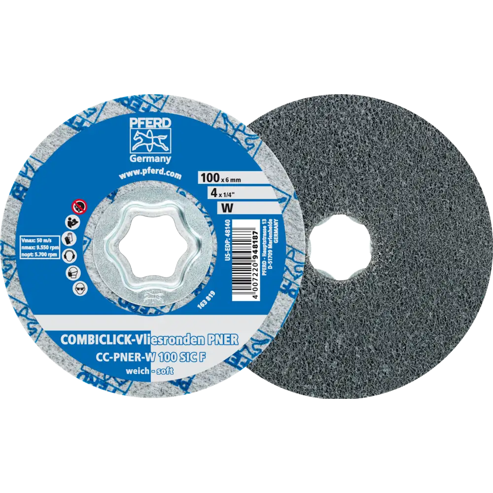 Disque abrasif COMBICLICK en non-tissé pressé PFERD TOOLS CC PNER souple