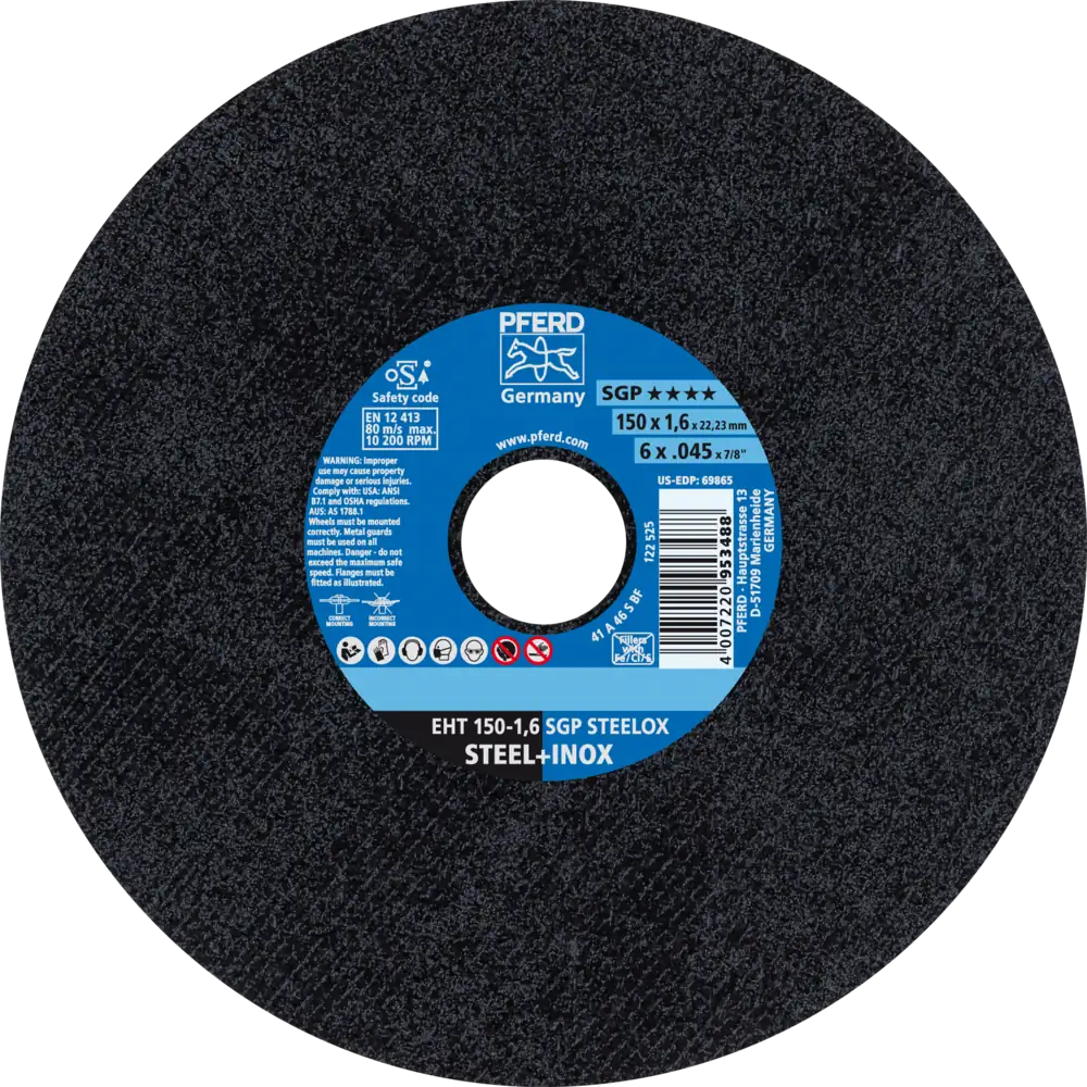 PFERD TOOLS Disque de tronçonnage EHT droit ligne spéciale SGP STEELOX pour acier/acier inoxydable