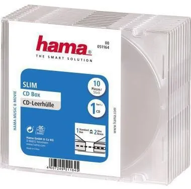 Boîtier CD Hama Slim 00051164 transparent 10 unités/paquet