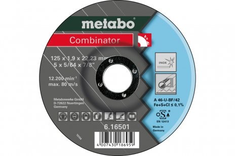 Metabo Combinator 115 x 1,9 x 22,23 mm Disque inox à tronçonner et ébarber - Exécution coudée
