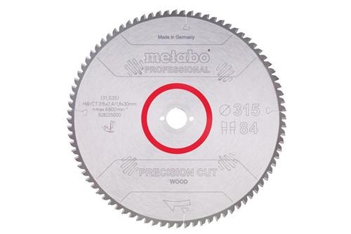 Lame de scie circulaire Metabo Precision Cut Wood 315x30 mm 84 dents 5° négatif pour scies à onglet