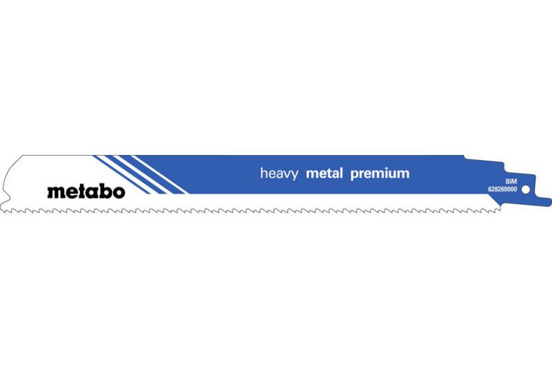 Lot de 2 lames de scie sabre heavy metal premium Metabo 225 x 1,1 mm, 2,5+3,2 mm / 8+10 TPI — lot de 2 pièces
