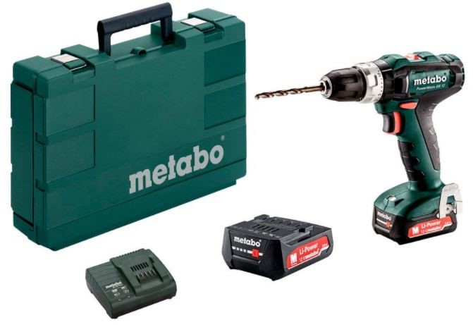 Perceuse-visseuse à percussion sans fil Metabo PowerMaxx SB 12 (2x 2,0 Ah) avec chargeur dans metaBOX 118