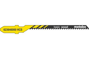 Lames de scie sauteuse Metabo basic wood 51/2", 0 mm HCS, spécialement conçues pour les coupes en courbe