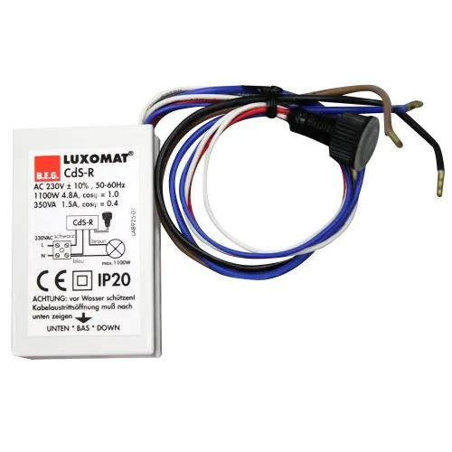 Interrupteur crépusculaire B.E.G. CdS-R avec relais de commutation, 0,5 W, IP20/IP54 (92365)