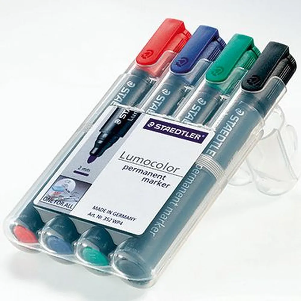 Marqueurs permanents Lumocolor 352 WP4 2 mm multicolores — lot de 4 pièces
