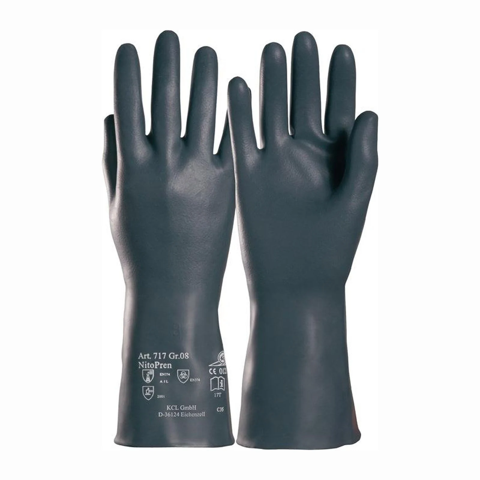 Gant chimique Nitopren 717 de Honeywell taille 9 gris foncé EN 388 EN 374 Cat. III - 717/9 — lot de 20 pièces
