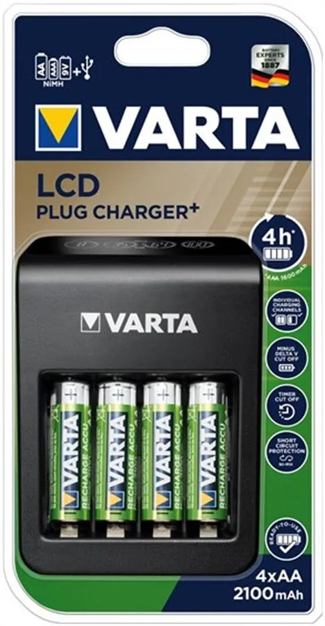 Chargeur VARTA LCD Plug Charger+ 4x AA 56706 2100mAh