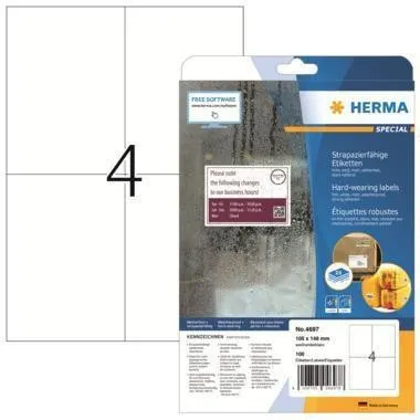 Étiquette en film Herma 4697 105x148mm blanc 100 pcs/paquet